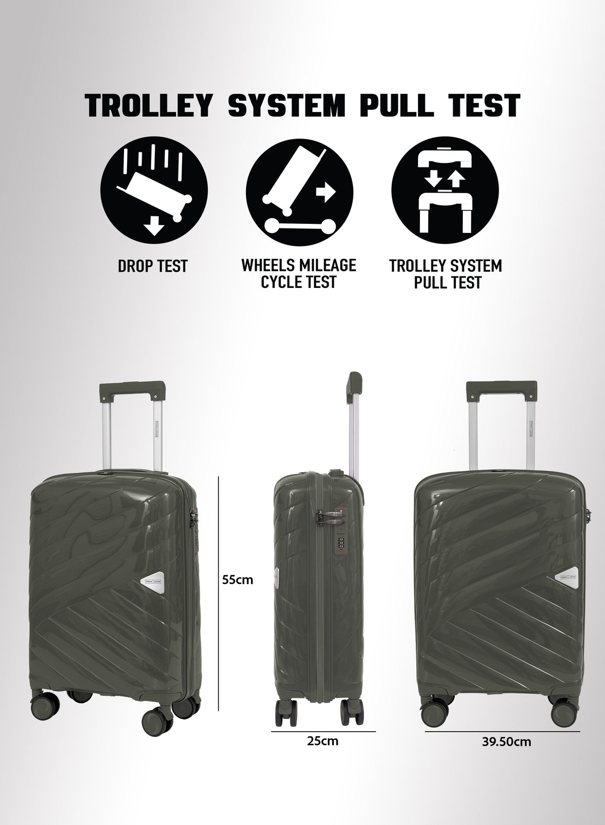 Parajohn Waves 1 Piece Cabin Size 20 inches Polypropylene Luggage Trolley 55cm PARAJOHN UAE