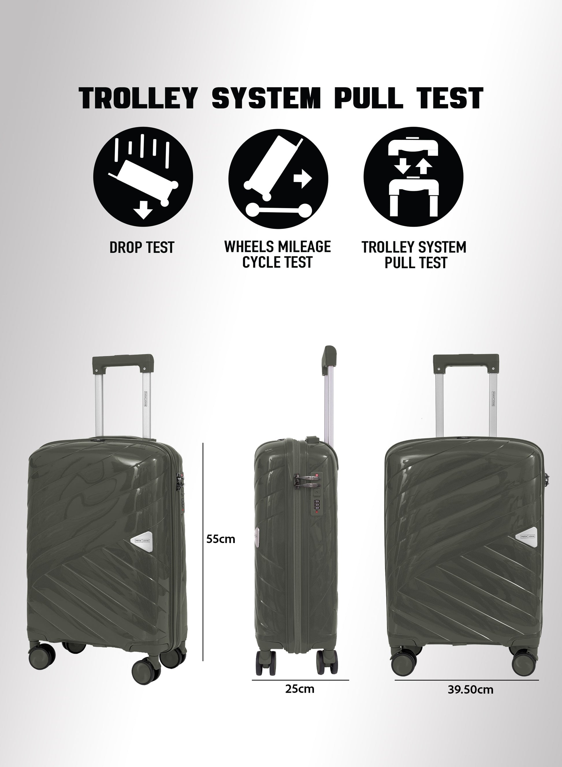 Parajohn Waves 1 Piece Cabin Size 20 inches Polypropylene Luggage Trolley 55cm PARAJOHN UAE