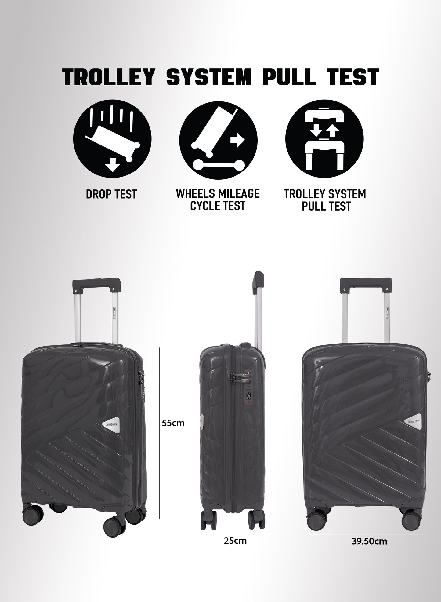 Parajohn Waves 1 Piece Cabin Size 20 inches Polypropylene Luggage Trolley 55cm PARAJOHN UAE