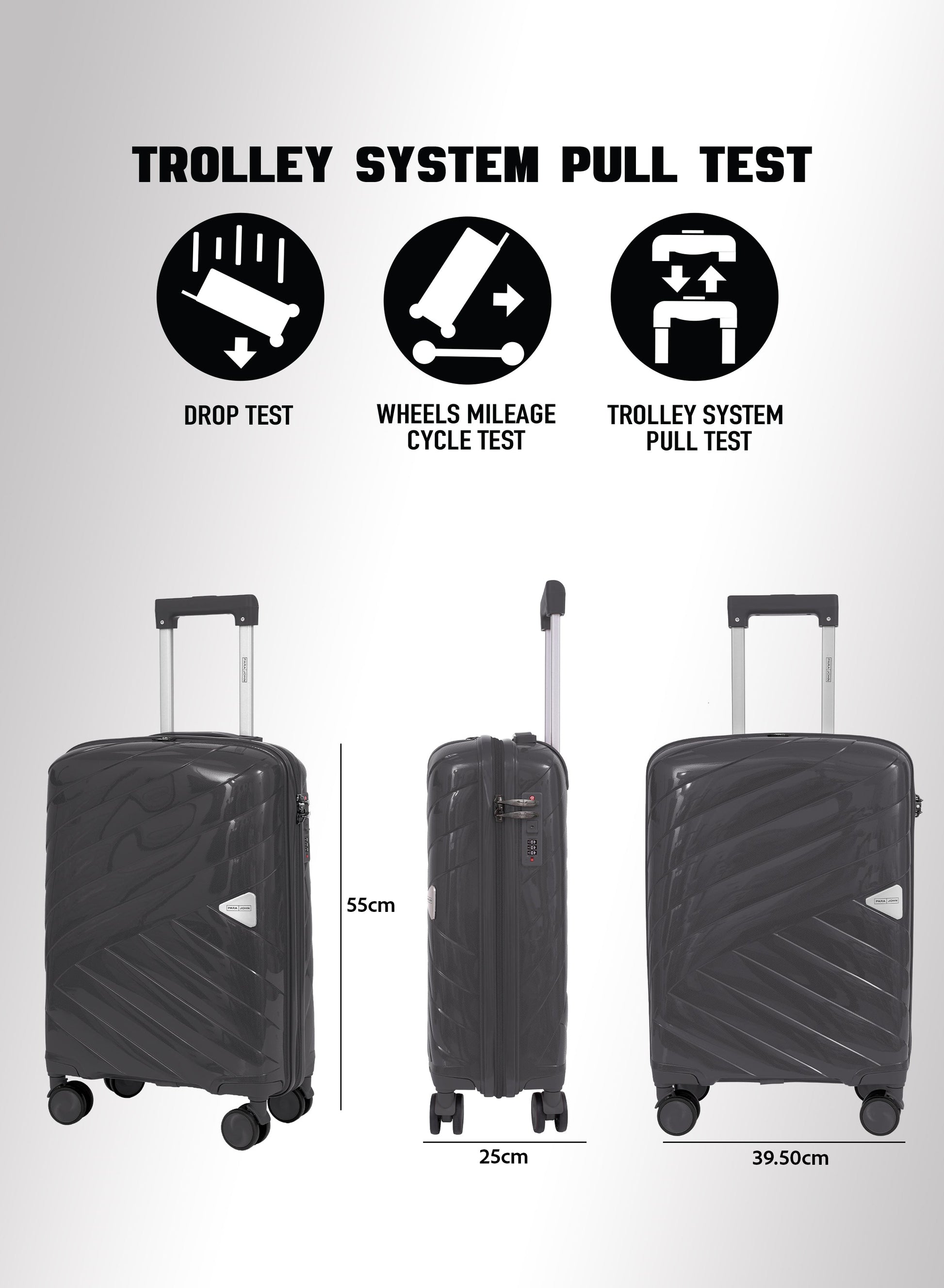 Parajohn Waves 1 Piece Cabin Size 20 inches Polypropylene Luggage Trolley 55cm PARAJOHN UAE