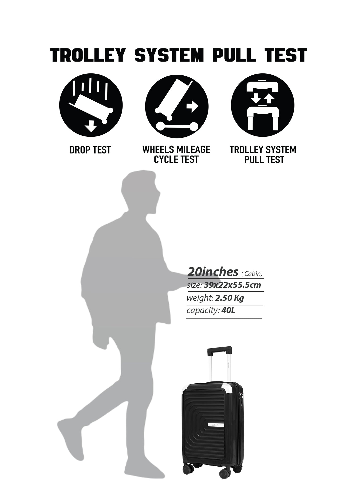 Parajohn Boltrix 1 Piece Cabin Size 20 inches Polypropylene Luggage Trolley 55cm PARAJOHN UAE