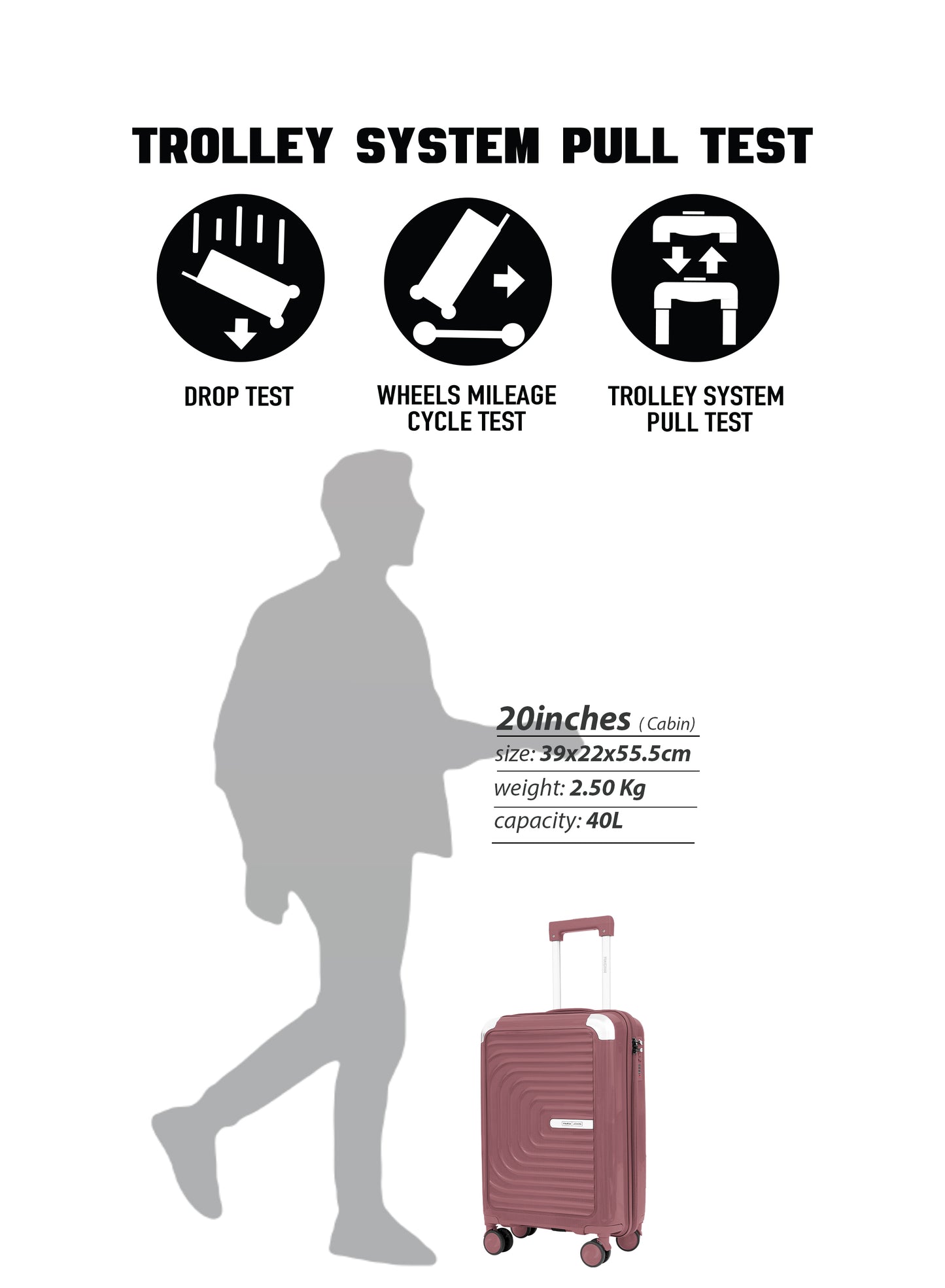 Parajohn Boltrix 1 Piece Cabin Size 20 inches Polypropylene Luggage Trolley 55cm PARAJOHN UAE