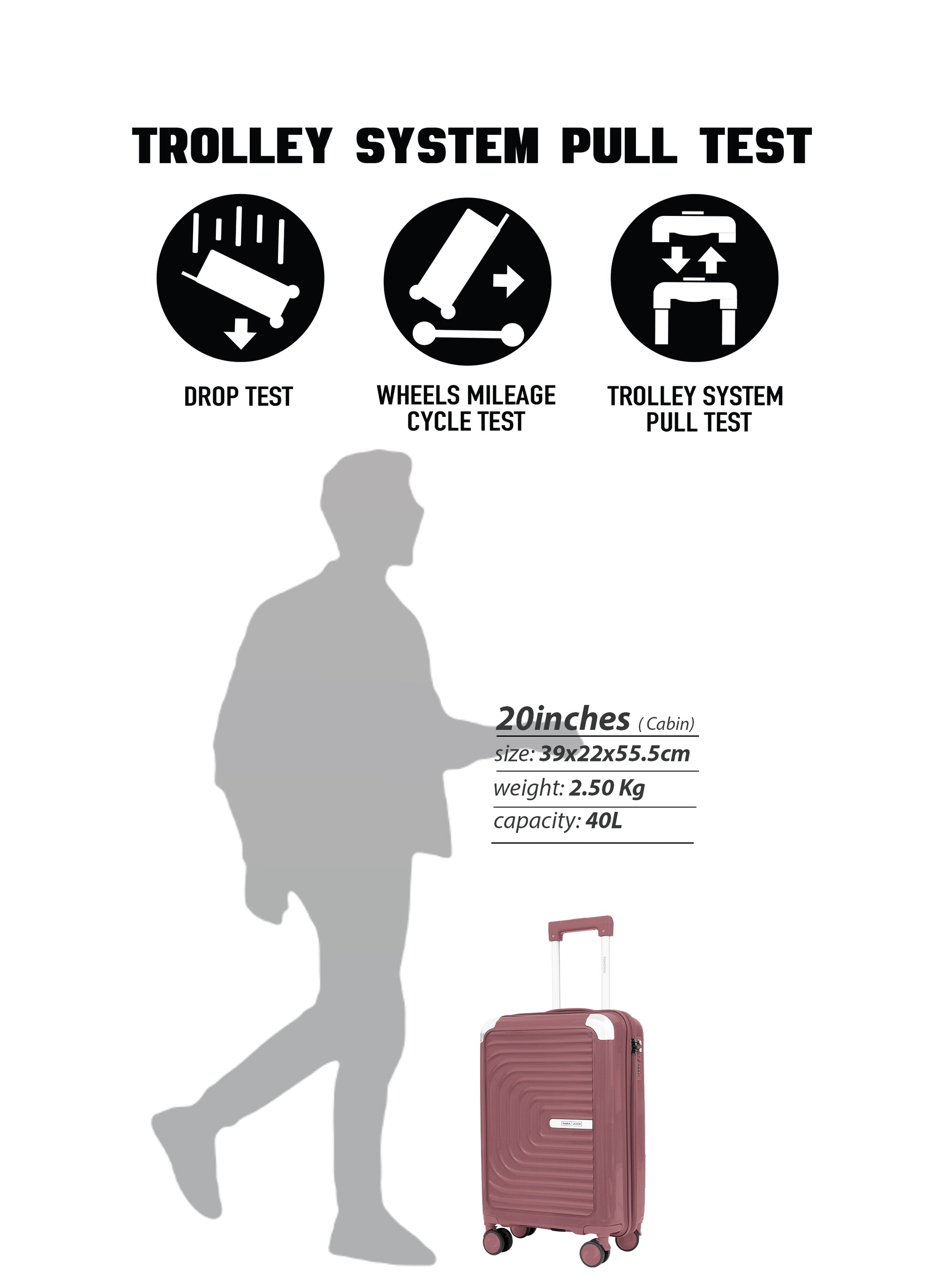 Parajohn Boltrix 1 Piece Cabin Size 20 inches Polypropylene Luggage Trolley 55cm PARAJOHN UAE