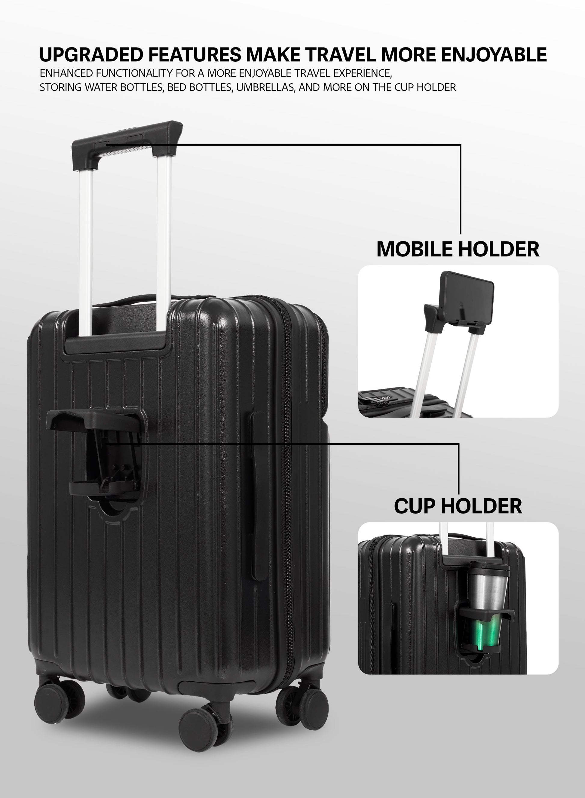 Parajohn VerDex Cabin Size 20 inches luggage with Premium Polycarbonate PC Material- 57 cms carrying 10kg|8 Wheels Hard Sided Trolley PARAJOHN UAE