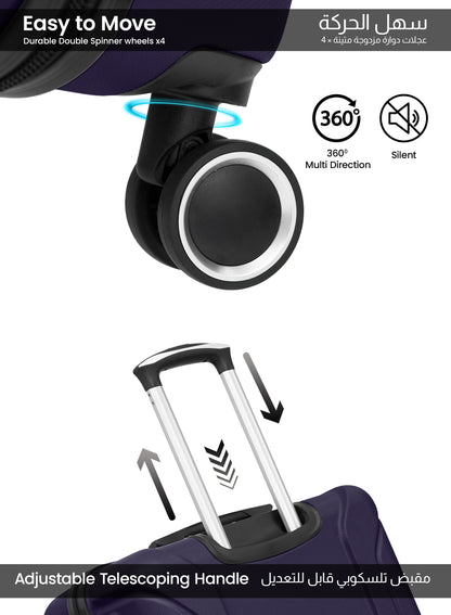 Spectrum 2-Piece Luggage Set – Lightweight ABS Hard Shell Suitcase, 20” Carry-On & 28” Check-In Trolley Bag with 360° Spinner Wheels & TSA Lock PARAJOHN SAUDI ARABIA