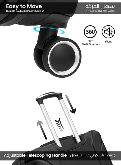 Spectrum 2-Piece Luggage Set – Lightweight ABS Hard Shell Suitcase, 20” Carry-On & 28” Check-In Trolley Bag with 360° Spinner Wheels & TSA Lock PARAJOHN SAUDI ARABIA