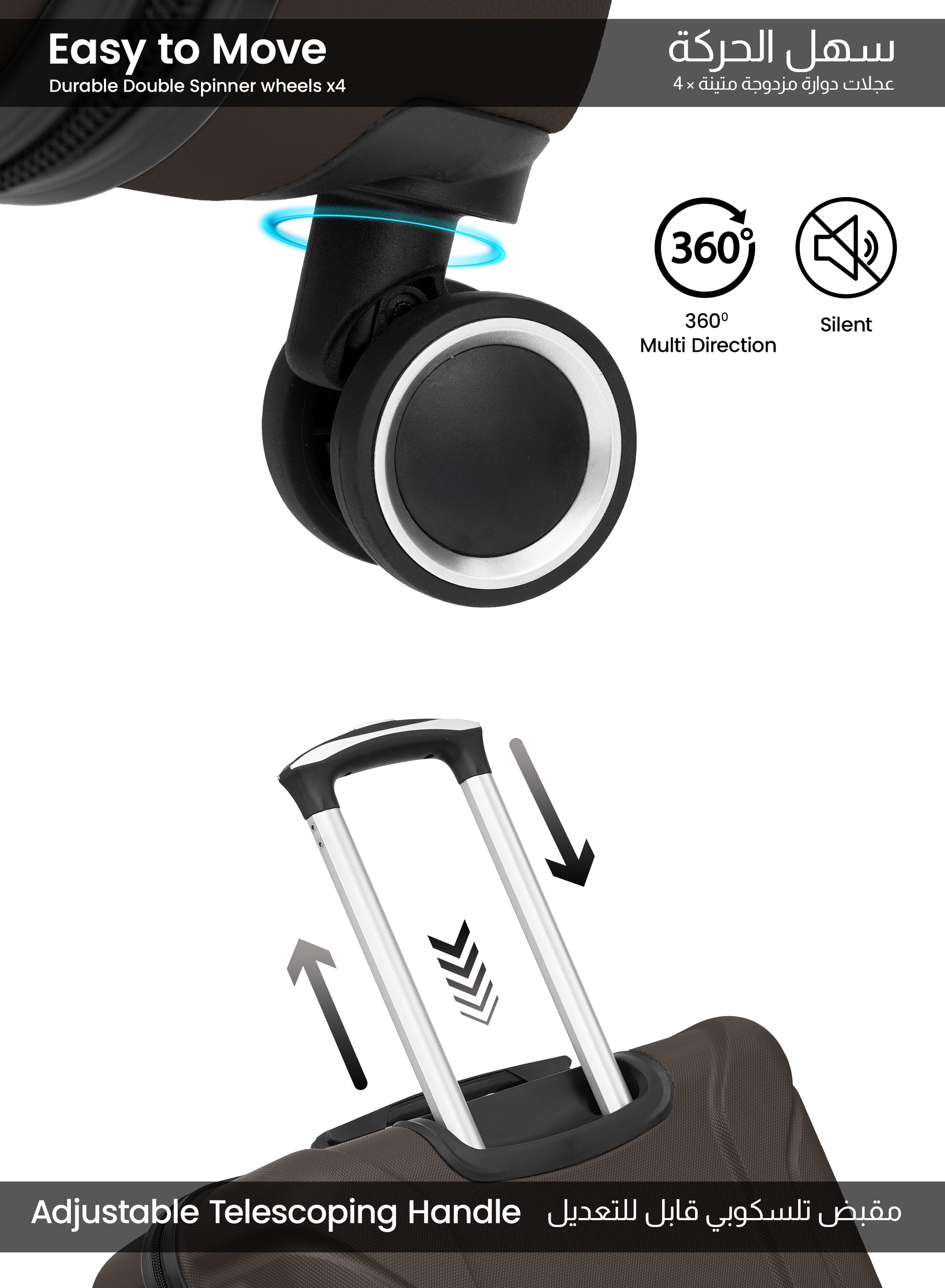 Spectrum 2-Piece Luggage Set – Lightweight ABS Hard Shell Suitcase, 20” Carry-On & 28” Check-In Trolley Bag with 360° Spinner Wheels & TSA Lock PARAJOHN SAUDI ARABIA