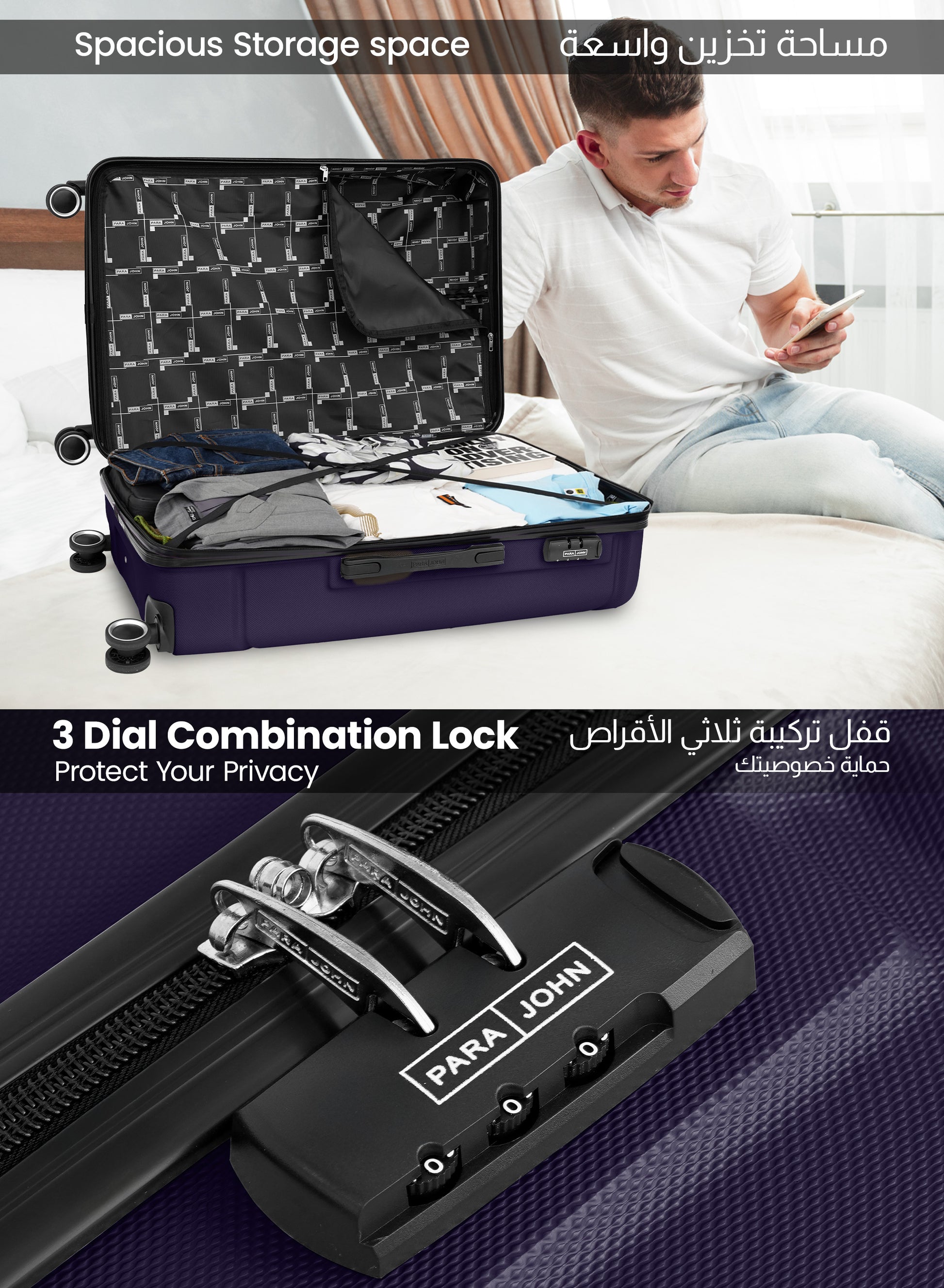 Spectrum 28-Inch Check-in Luggage – Lightweight ABS Hard Shell Suitcase with 360° Spinner Wheels & TSA Lock PARAJOHN SAUDI ARABIA