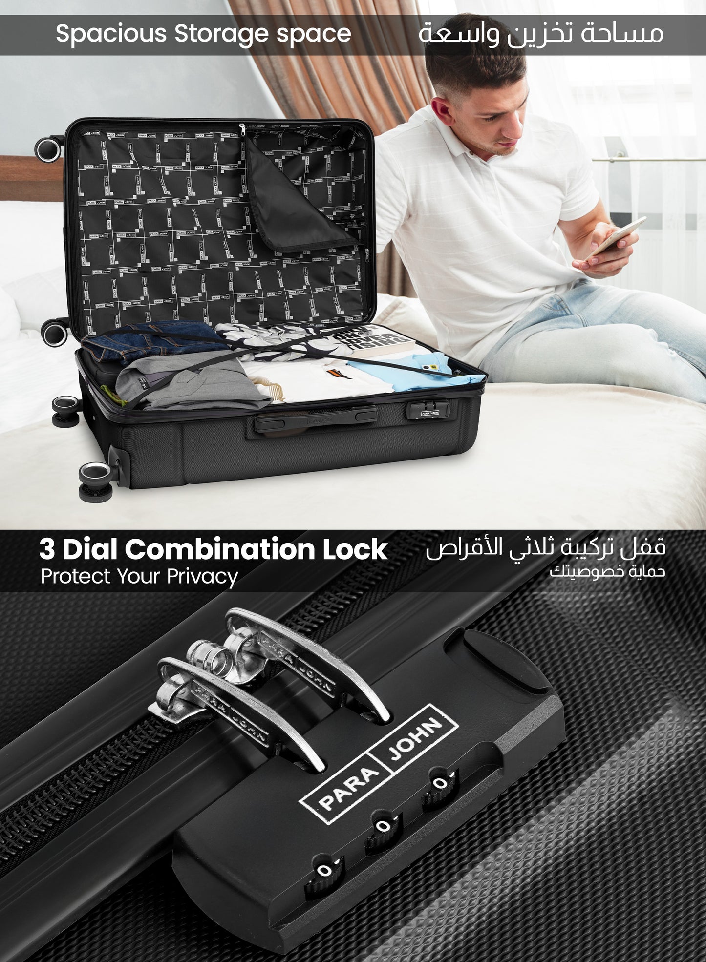 Spectrum 28-Inch Check-in Luggage – Lightweight ABS Hard Shell Suitcase with 360° Spinner Wheels & TSA Lock PARAJOHN SAUDI ARABIA