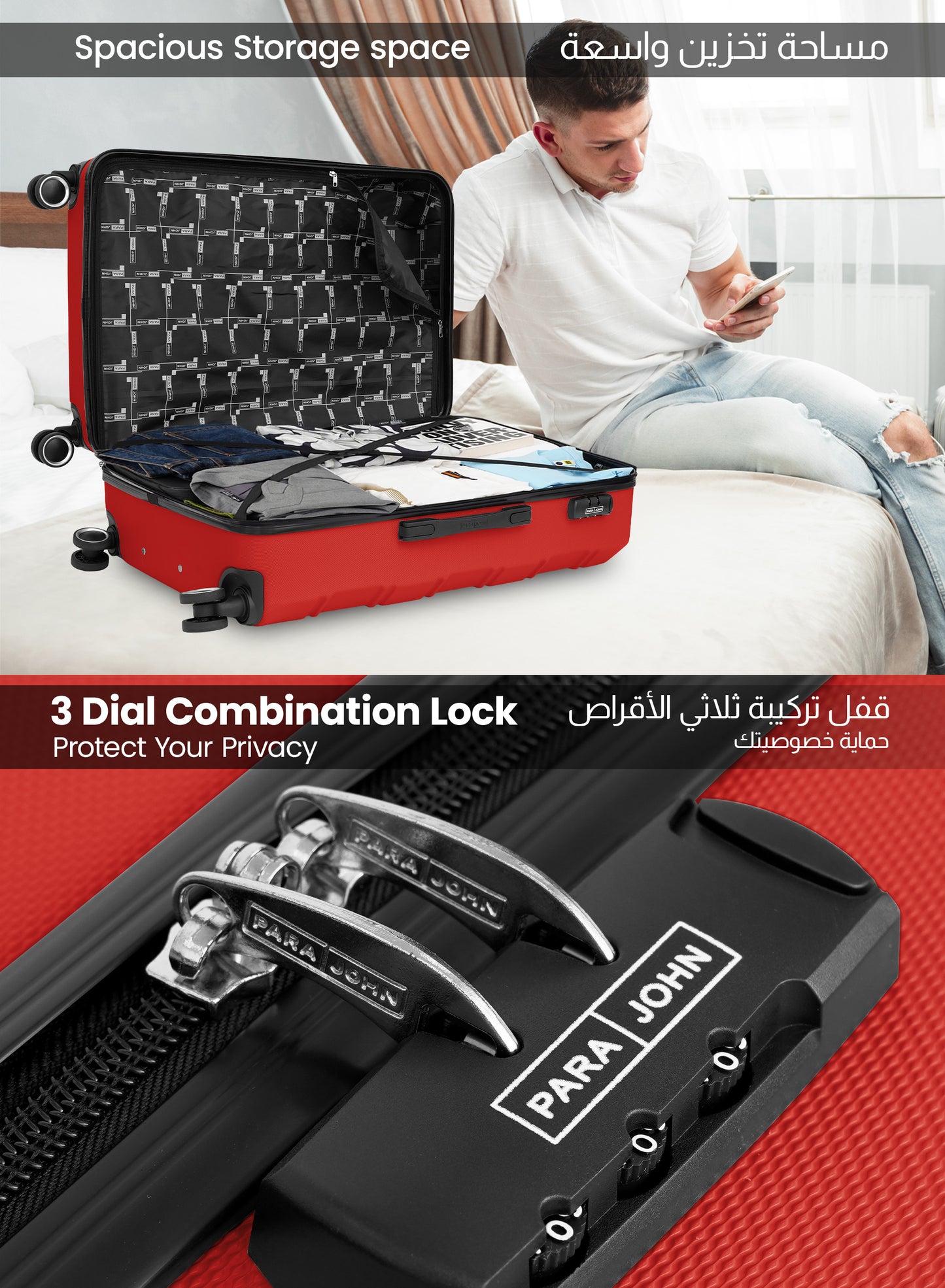 UrbanShield 2-Piece Luggage Set – Lightweight ABS Hard Shell Suitcase, 20” Carry-On & 28” Check-In Trolley Bag with 360° Spinner Wheels & TSA Lock PARAJOHN SAUDI ARABIA