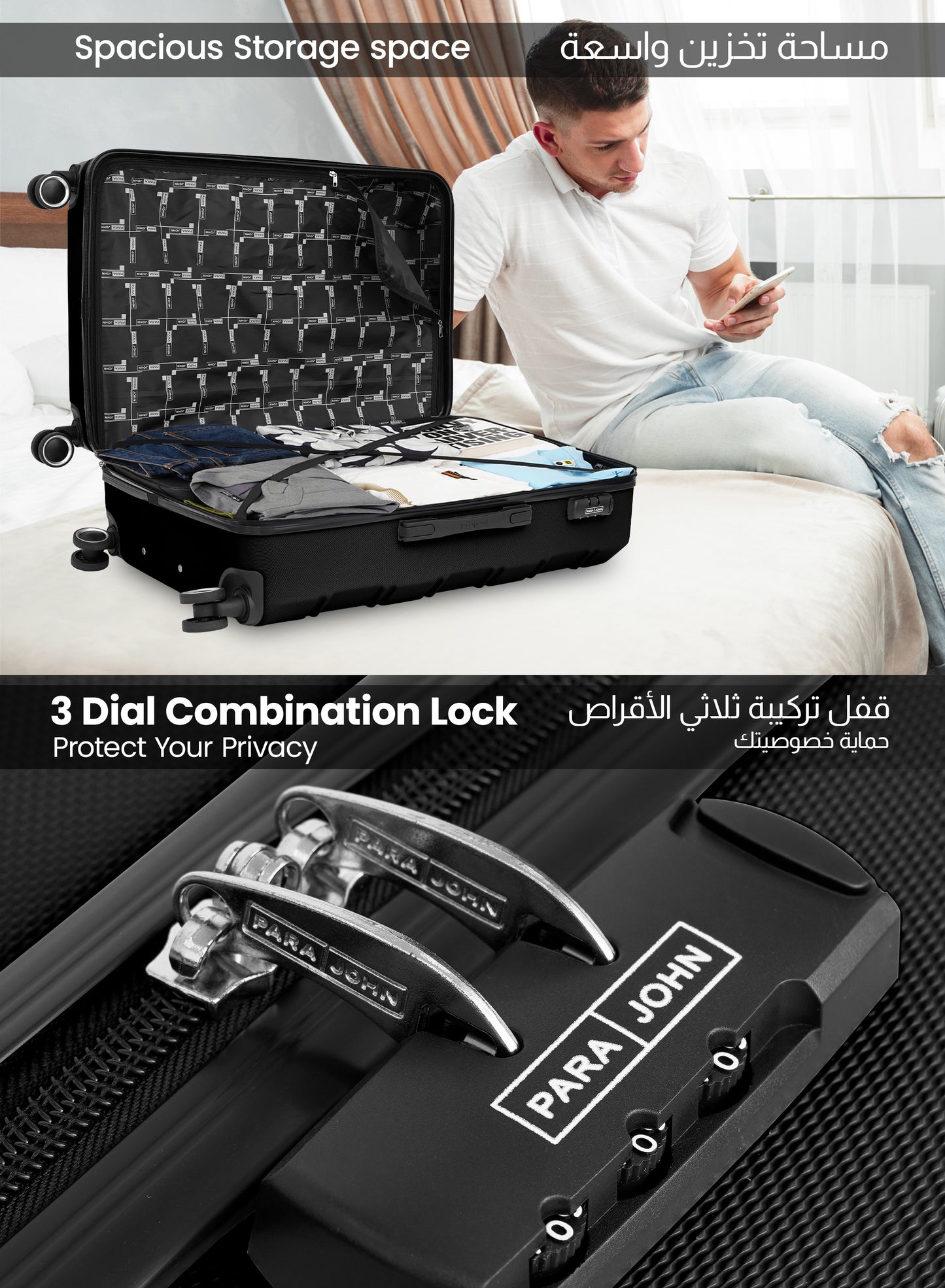 UrbanShield 2-Piece Luggage Set – Lightweight ABS Hard Shell Suitcase, 20” Carry-On & 28” Check-In Trolley Bag with 360° Spinner Wheels & TSA Lock PARAJOHN SAUDI ARABIA