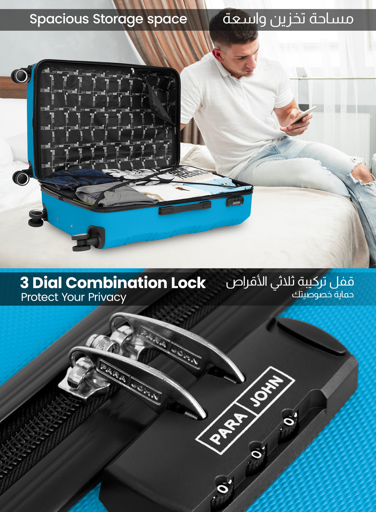UrbanShield 2-Piece Luggage Set – Lightweight ABS Hard Shell Suitcase, 20” Carry-On & 28” Check-In Trolley Bag with 360° Spinner Wheels & TSA Lock PARAJOHN SAUDI ARABIA