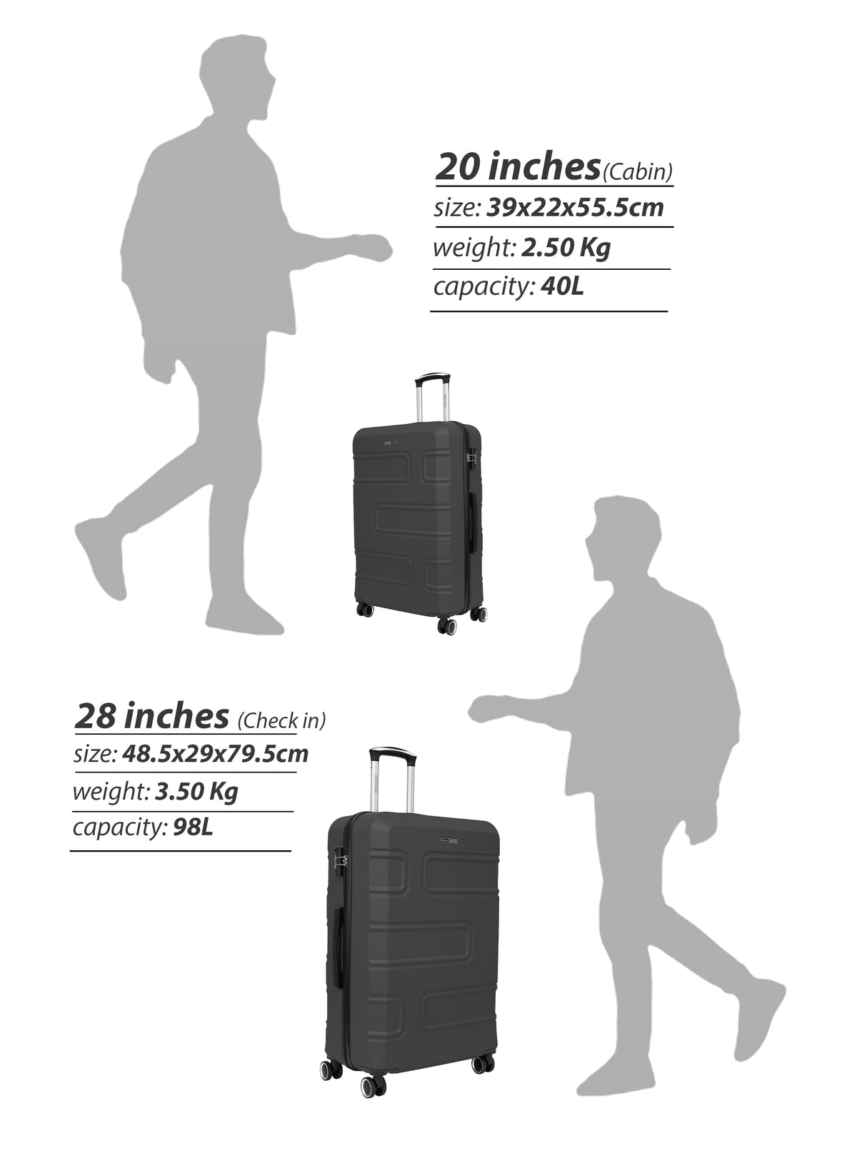 UrbanShield 20-Inch Hard Shell Carry-On Luggage Trolley Bag, Lightweight with 360° Spinner Wheels, Durable Travel Suitcase for Cabin and Hand Luggage PARAJOHN SAUDI ARABIA