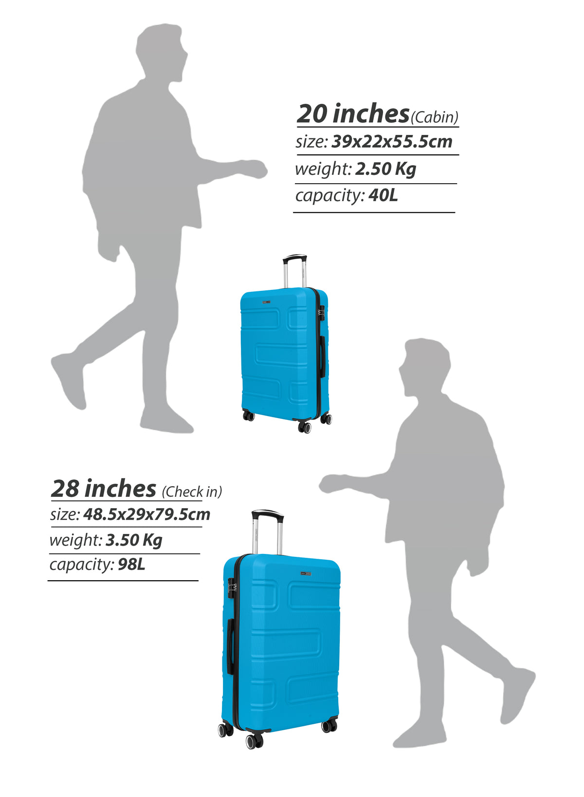 UrbanShield 2-Piece Luggage Set – Lightweight ABS Hard Shell Suitcase, 20” Carry-On & 28” Check-In Trolley Bag with 360° Spinner Wheels & TSA Lock PARAJOHN SAUDI ARABIA