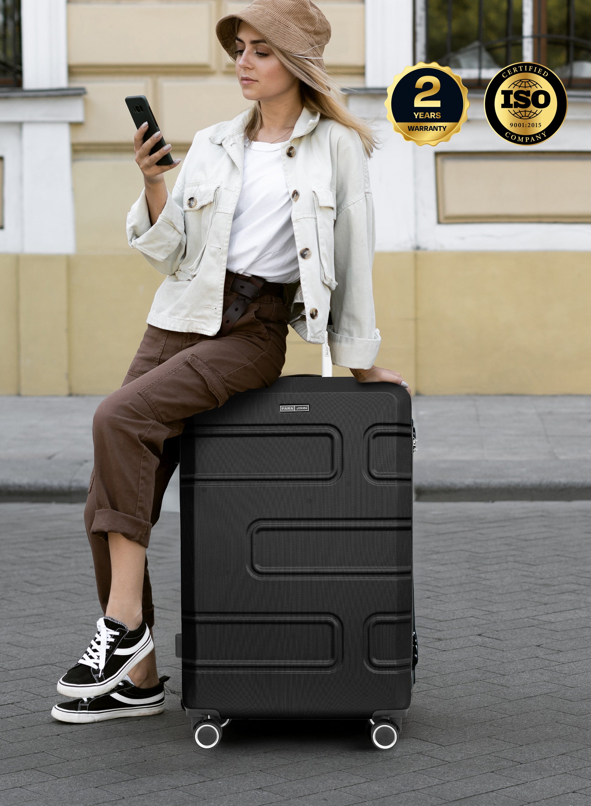 UrbanShield 20-Inch Hard Shell Carry-On Luggage Trolley Bag, Lightweight with 360° Spinner Wheels, Durable Travel Suitcase for Cabin and Hand Luggage PARAJOHN SAUDI ARABIA