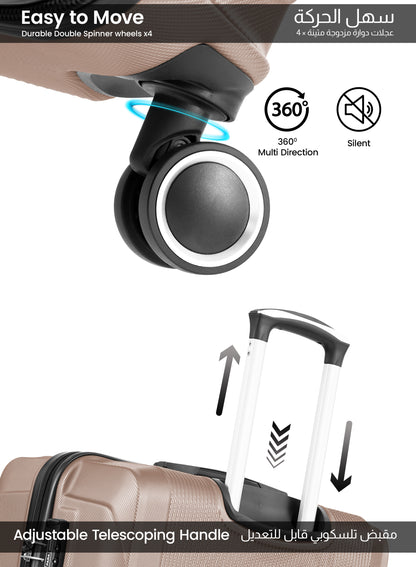 حقيبة سفر Sparkle مقاس 28 بوصة - حقيبة سفر خفيفة الوزن مصنوعة من مادة ABS الصلبة مع عجلات دوارة 360 درجة وقفل TSA