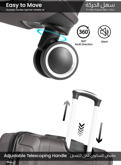 Sparkle 20-Inch Hard Shell Carry-On Luggage Trolley Bag, Lightweight with 360° Spinner Wheels, Durable Travel Suitcase for Cabin and Hand Luggage