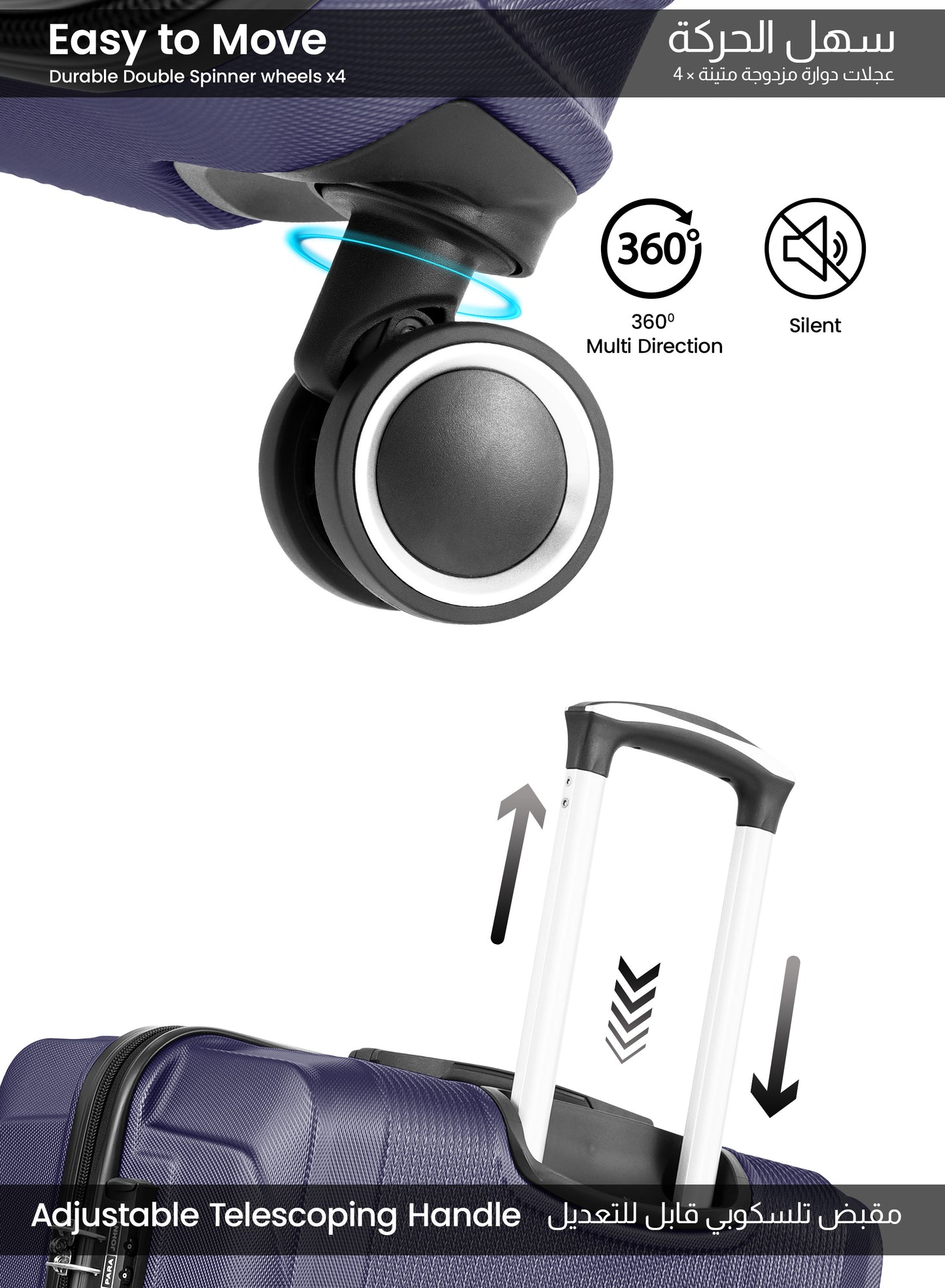 حقيبة سفر Sparkle مقاس 28 بوصة - حقيبة سفر خفيفة الوزن مصنوعة من مادة ABS الصلبة مع عجلات دوارة 360 درجة وقفل TSA