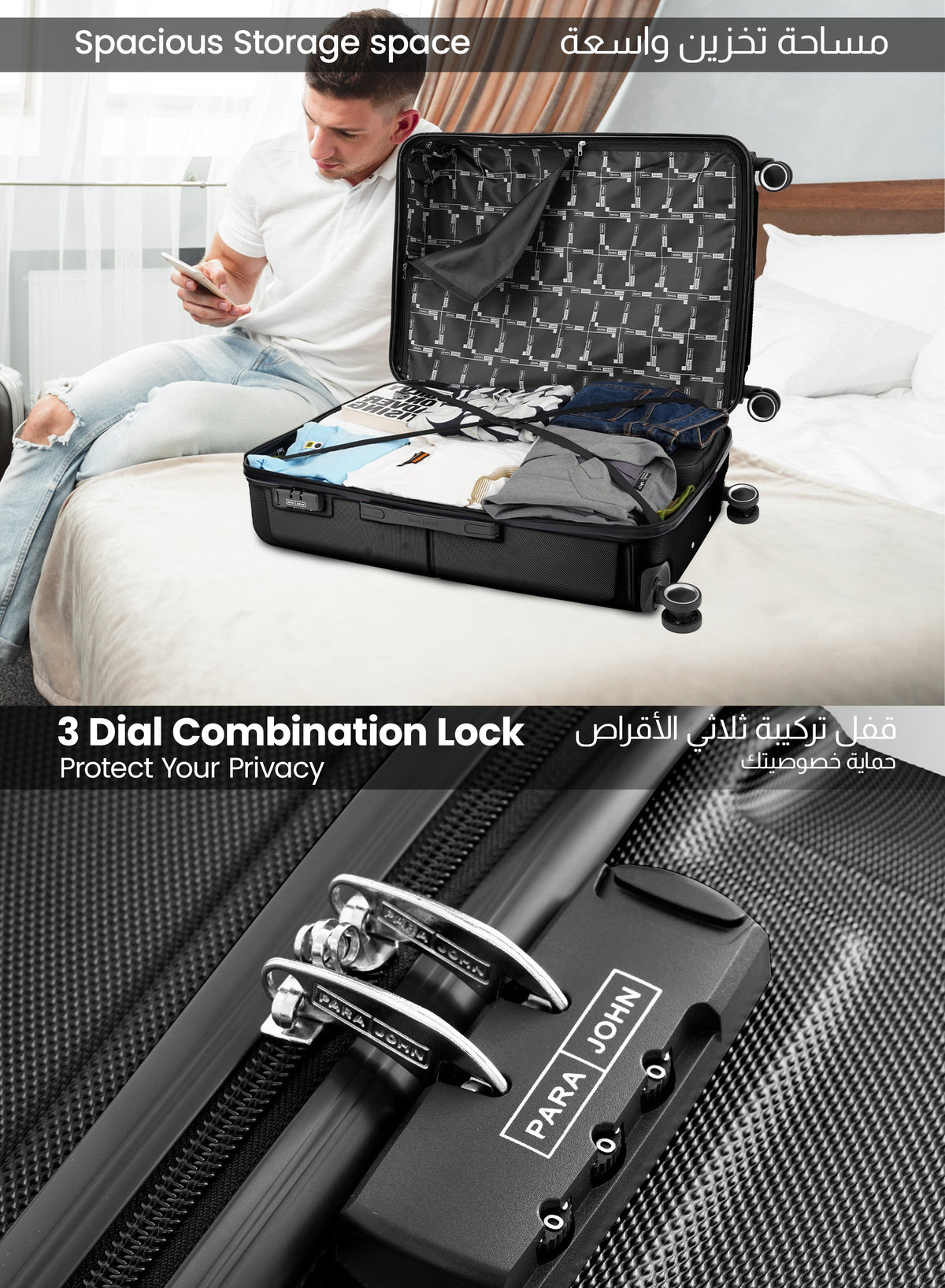 Sparkle 28-Inch Check-in Luggage – Lightweight ABS Hard Shell Suitcase with 360° Spinner Wheels & TSA Lock PARAJOHN SAUDI ARABIA