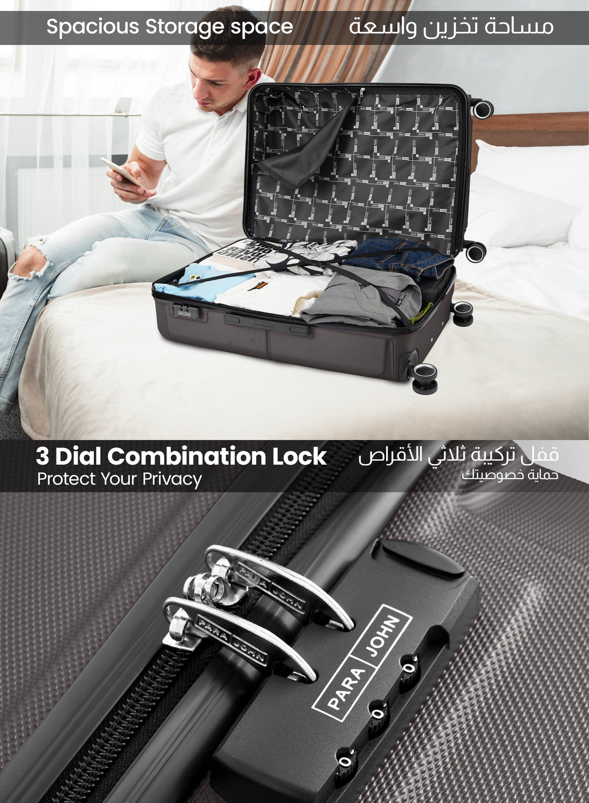 Sparkle 20-Inch Hard Shell Carry-On Luggage Trolley Bag, Lightweight with 360° Spinner Wheels, Durable Travel Suitcase for Cabin and Hand Luggage PARAJOHN SAUDI ARABIA