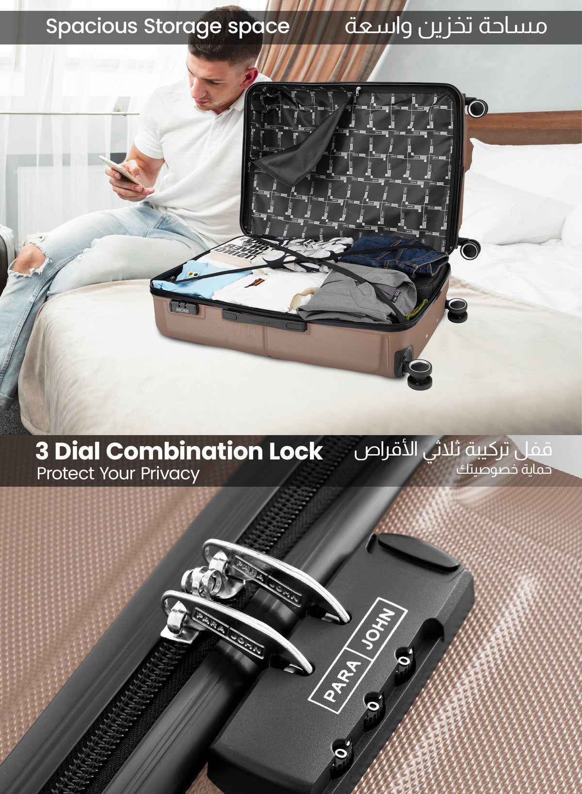 Sparkle 28-Inch Check-in Luggage – Lightweight ABS Hard Shell Suitcase with 360° Spinner Wheels & TSA Lock PARAJOHN SAUDI ARABIA