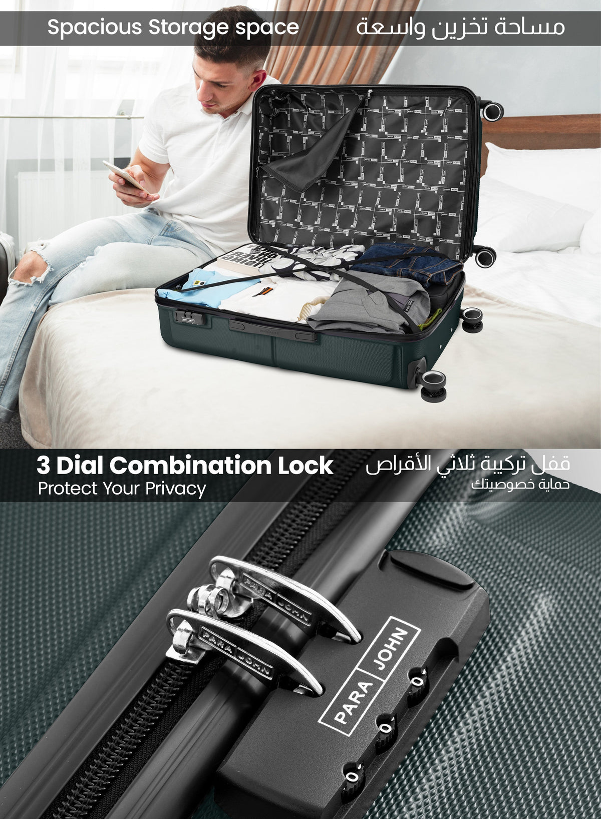 Sparkle 28-Inch Check-in Luggage – Lightweight ABS Hard Shell Suitcase with 360° Spinner Wheels & TSA Lock PARAJOHN SAUDI ARABIA
