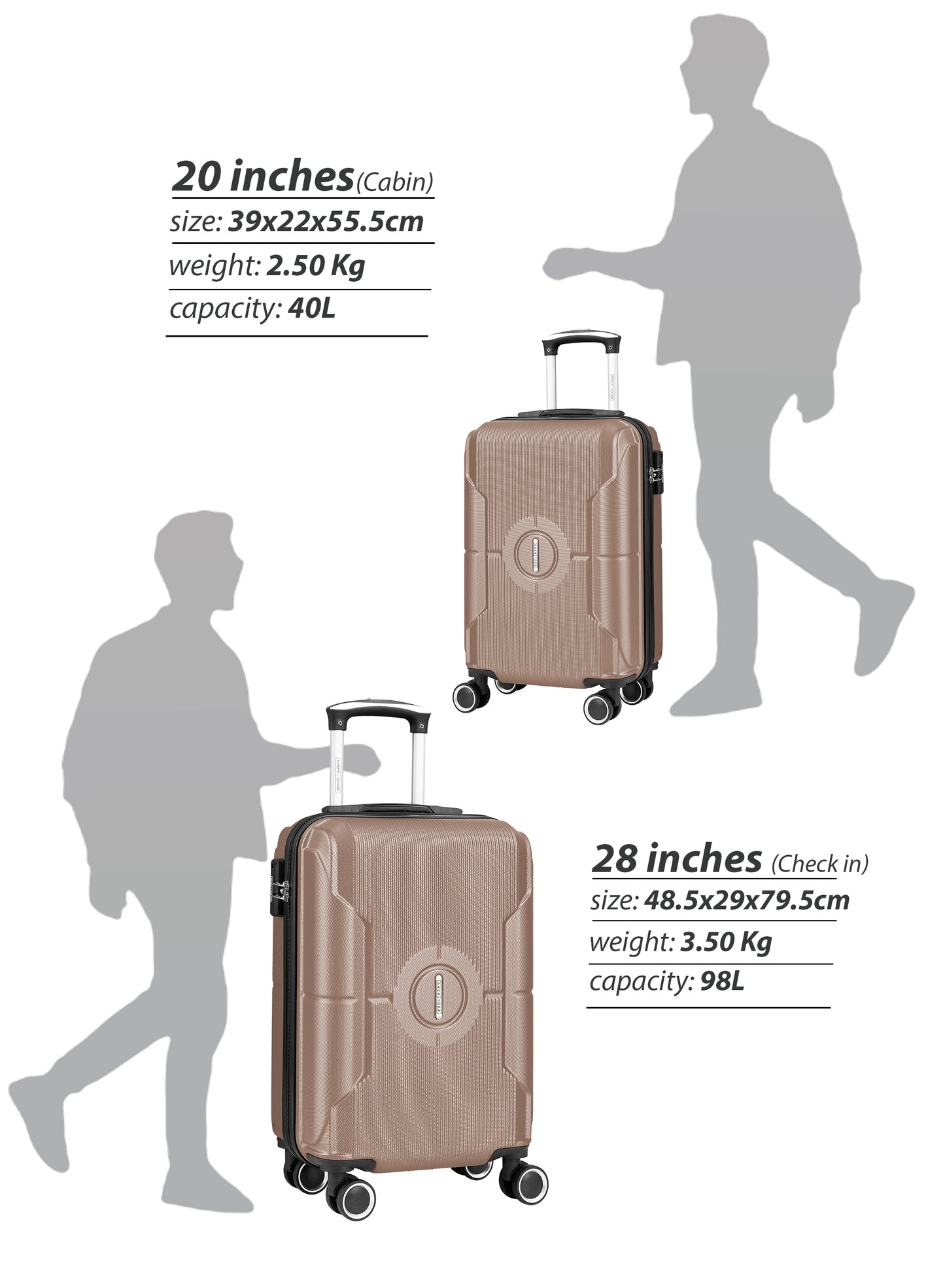 Sparkle 20-Inch Hard Shell Carry-On Luggage Trolley Bag, Lightweight with 360° Spinner Wheels, Durable Travel Suitcase for Cabin and Hand Luggage