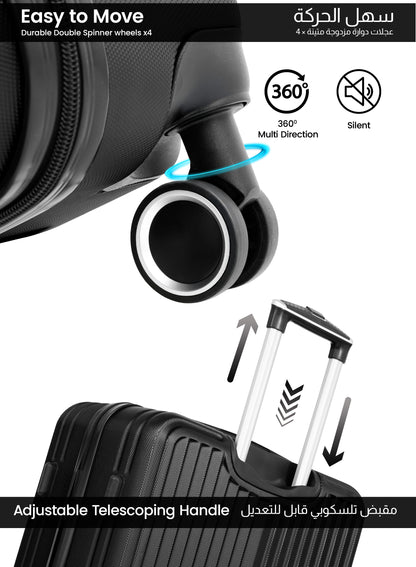 Para John 2-Pieces ABS HardsideTravel Trolley Luggage Set Black PARAJOHN UAE