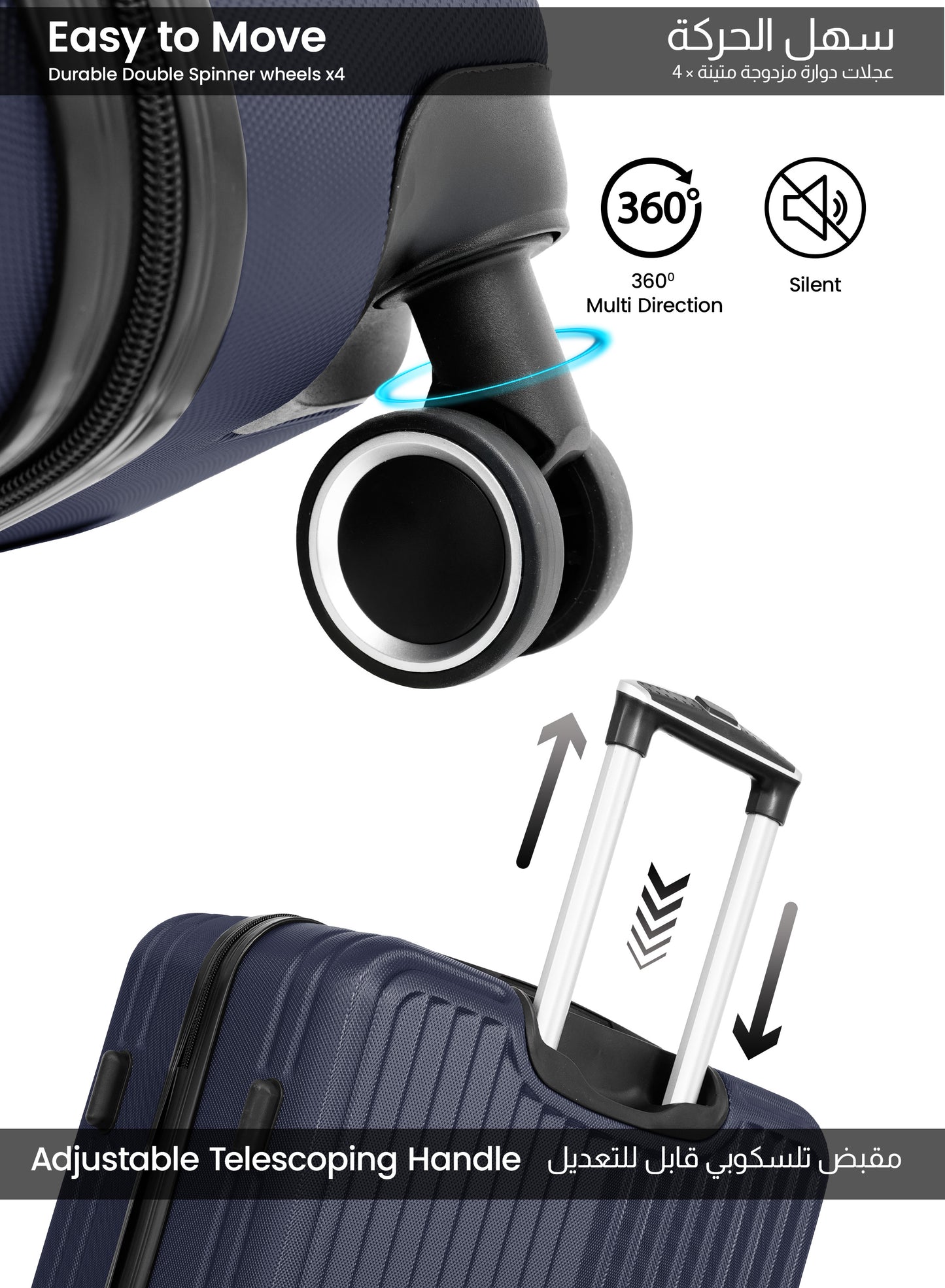 Para John 2-Pieces ABS HardsideTravel Trolley Luggage Set Black PARAJOHN UAE