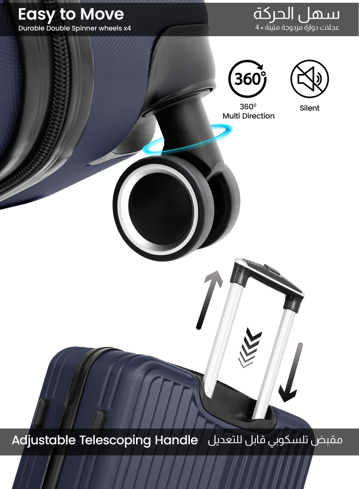 Para John 2-Pieces ABS HardsideTravel Trolley Luggage Set Black PARAJOHN UAE