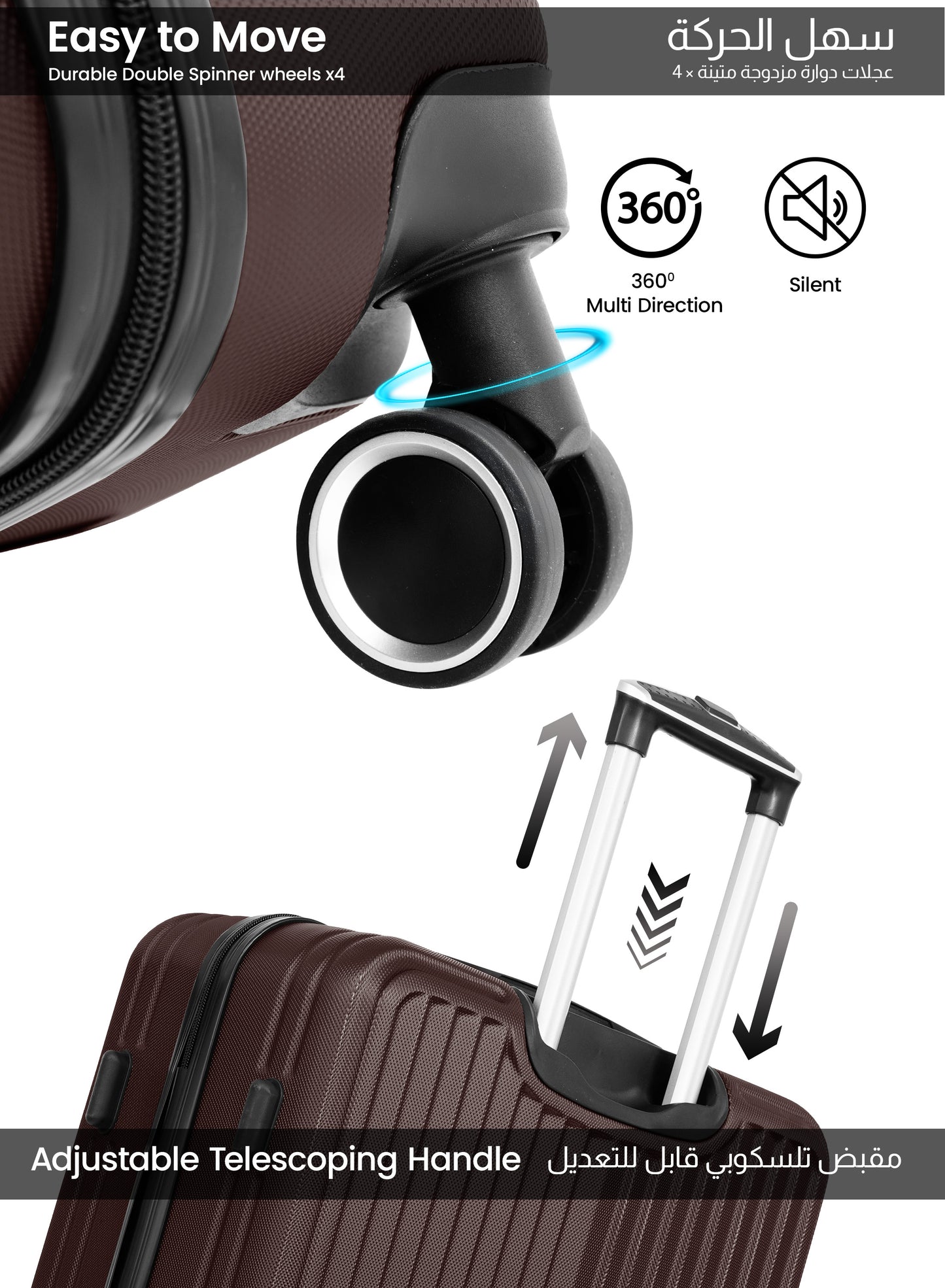 Para John 2-Pieces ABS HardsideTravel Trolley Luggage Set Black PARAJOHN UAE