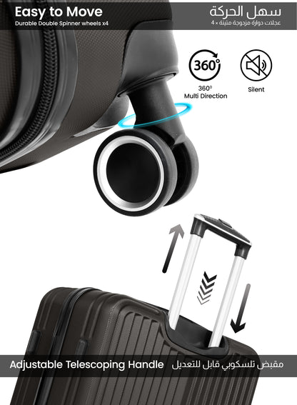 Para John 2-Pieces ABS HardsideTravel Trolley Luggage Set Black PARAJOHN UAE