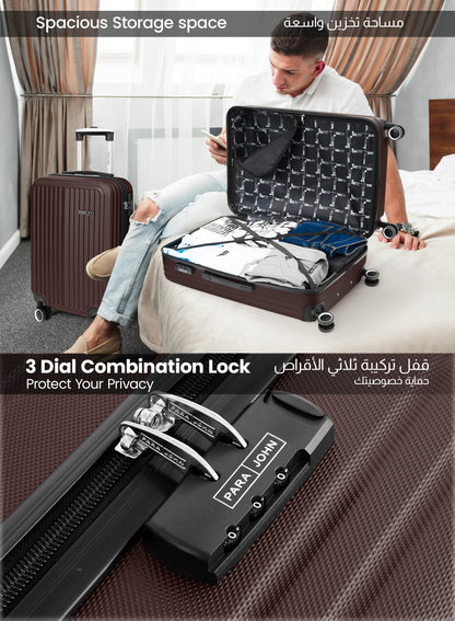 Para John 2-Pieces ABS HardsideTravel Trolley Luggage Set Black PARAJOHN UAE