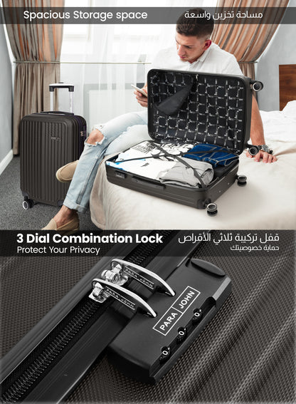 Para John 2-Pieces ABS HardsideTravel Trolley Luggage Set Black PARAJOHN UAE
