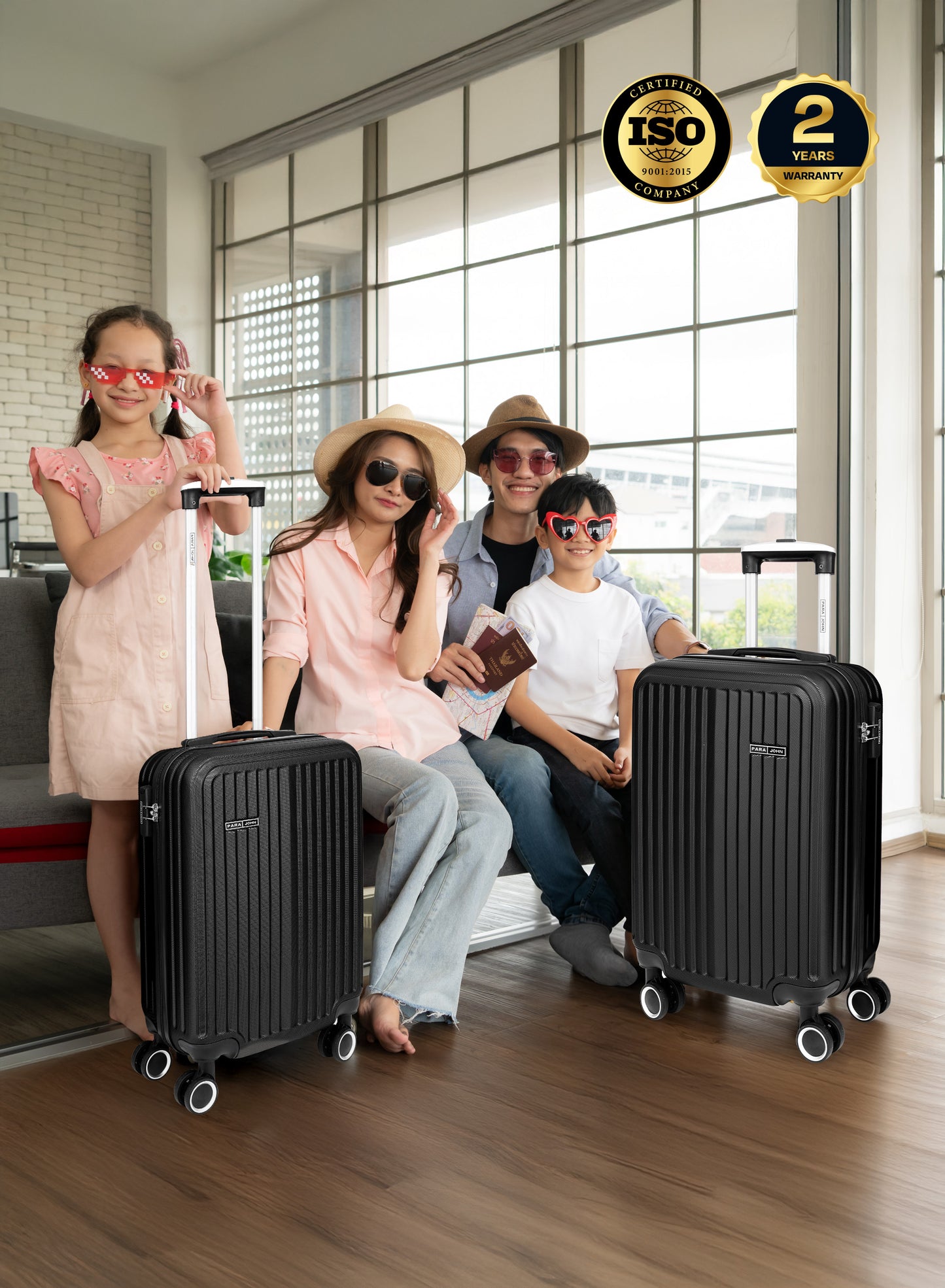 Para John 2-Pieces ABS HardsideTravel Trolley Luggage Set Black PARAJOHN UAE