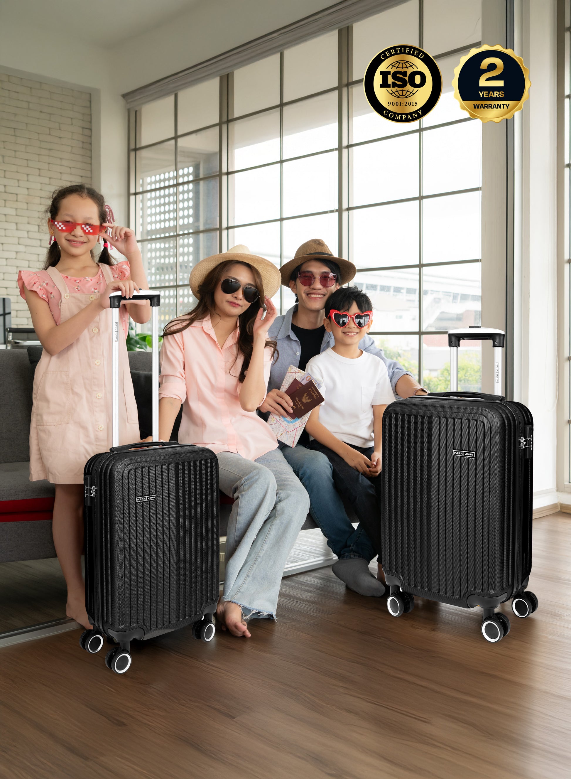 Para John 2-Pieces ABS HardsideTravel Trolley Luggage Set Black PARAJOHN UAE
