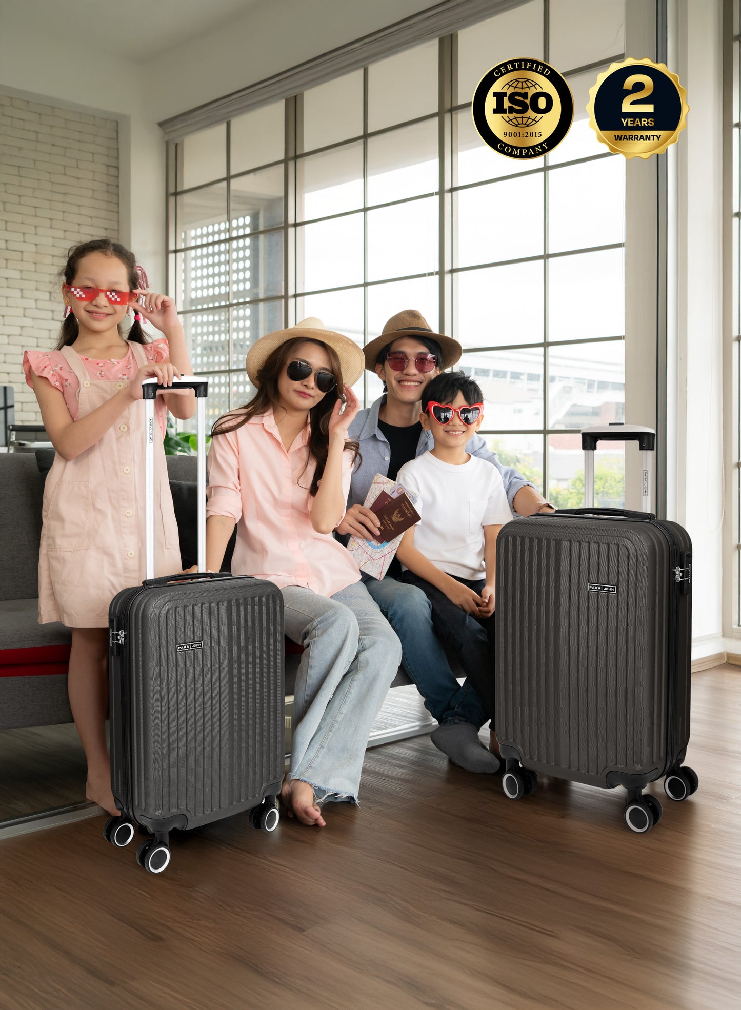 Para John 2-Pieces ABS HardsideTravel Trolley Luggage Set Black PARAJOHN UAE