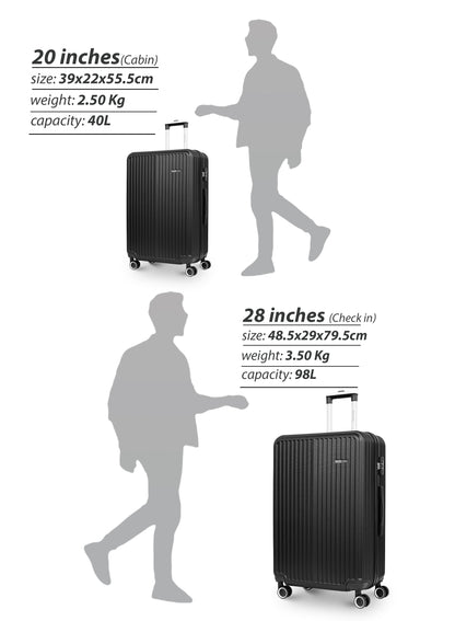 Para John 2-Pieces ABS HardsideTravel Trolley Luggage Set Black PARAJOHN UAE