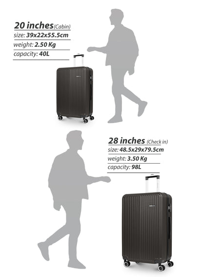 Para John 2-Pieces ABS HardsideTravel Trolley Luggage Set Black PARAJOHN UAE
