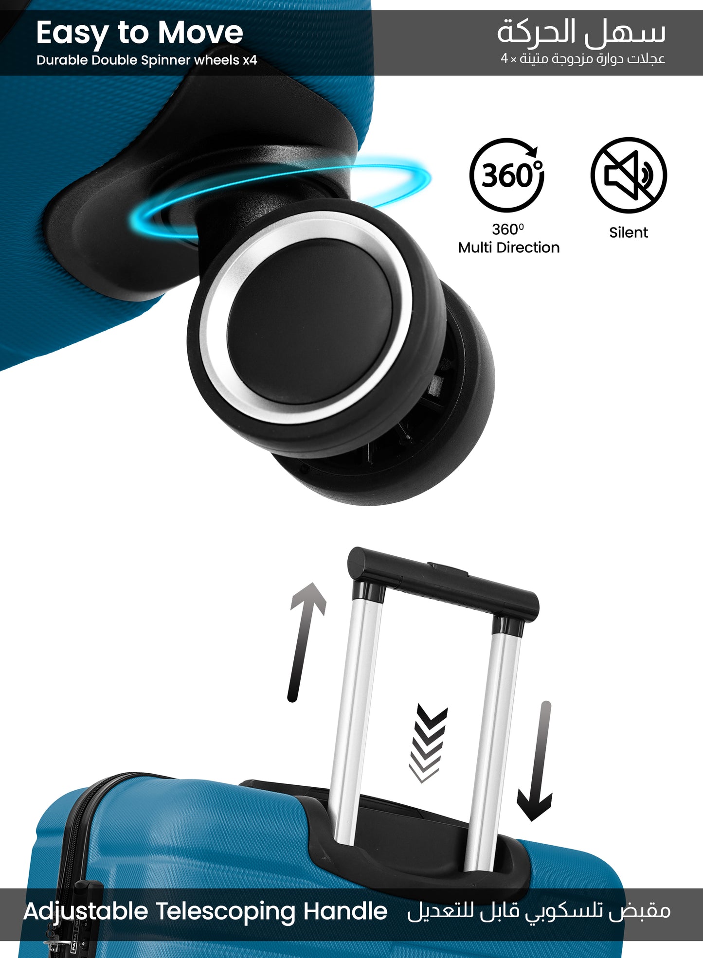 Parajohn 20-Inch Hard Shell Carry-On Luggage Trolley Bag, Lightweight with 360° Spinner Wheels, Durable Travel Suitcase for Cabin and Hand Luggage PARA JOHN