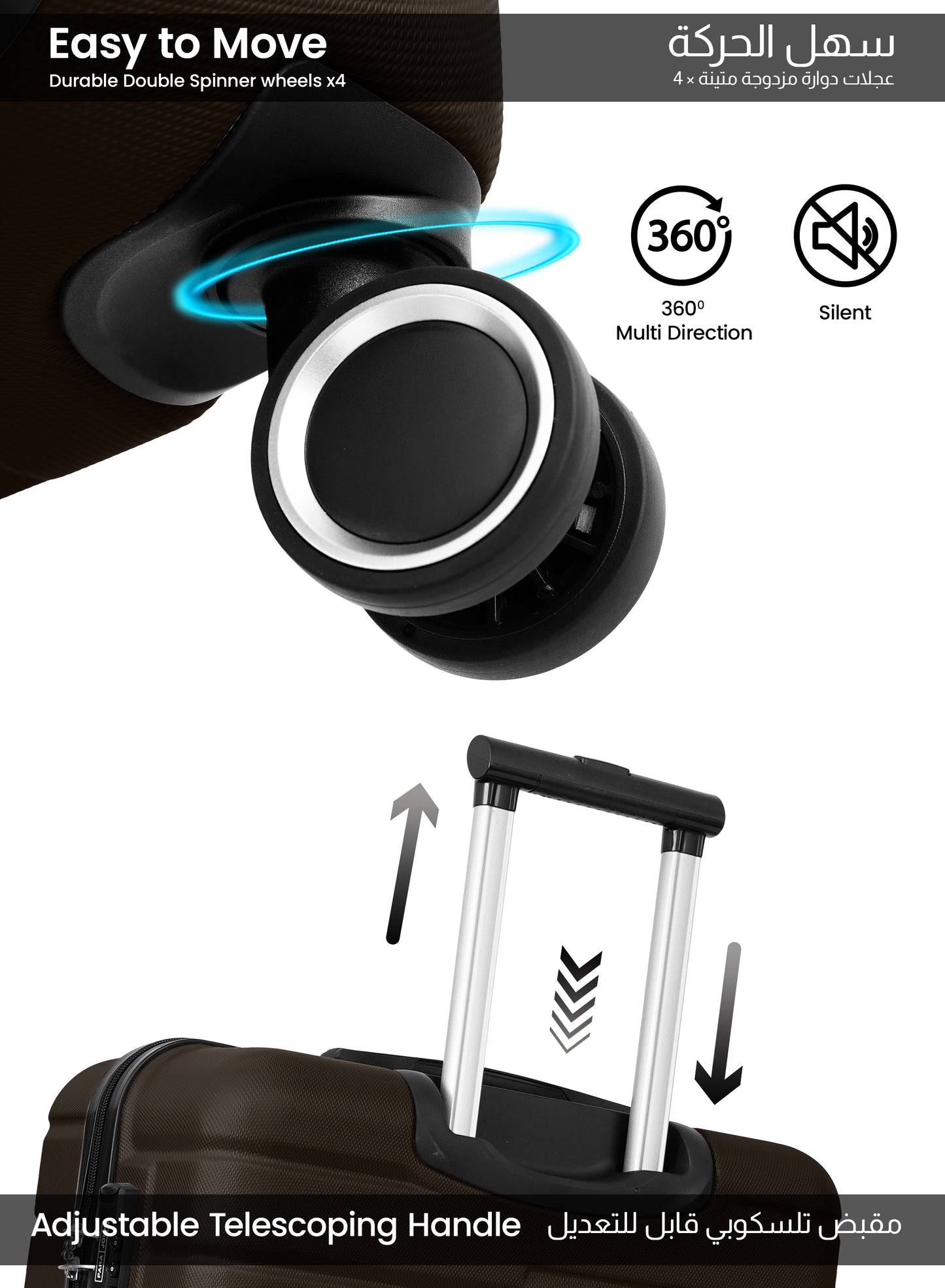 Parajohn 20-Inch Hard Shell Carry-On Luggage Trolley Bag, Lightweight with 360° Spinner Wheels, Durable Travel Suitcase for Cabin and Hand Luggage PARA JOHN