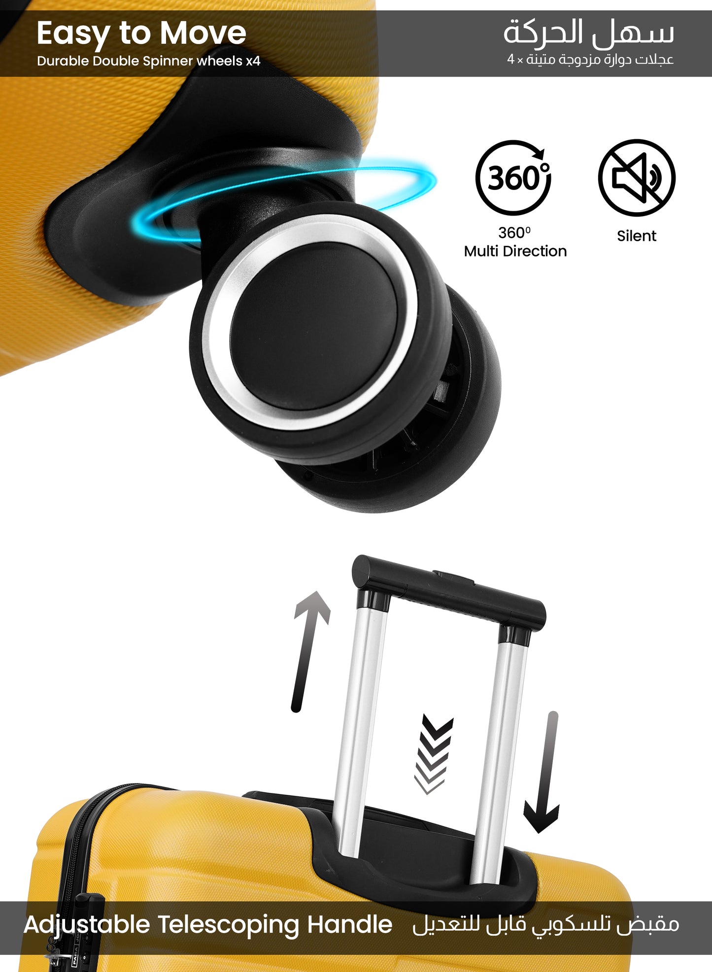 Parajohn 20-Inch Hard Shell Carry-On Luggage Trolley Bag, Lightweight with 360° Spinner Wheels, Durable Travel Suitcase for Cabin and Hand Luggage PARA JOHN