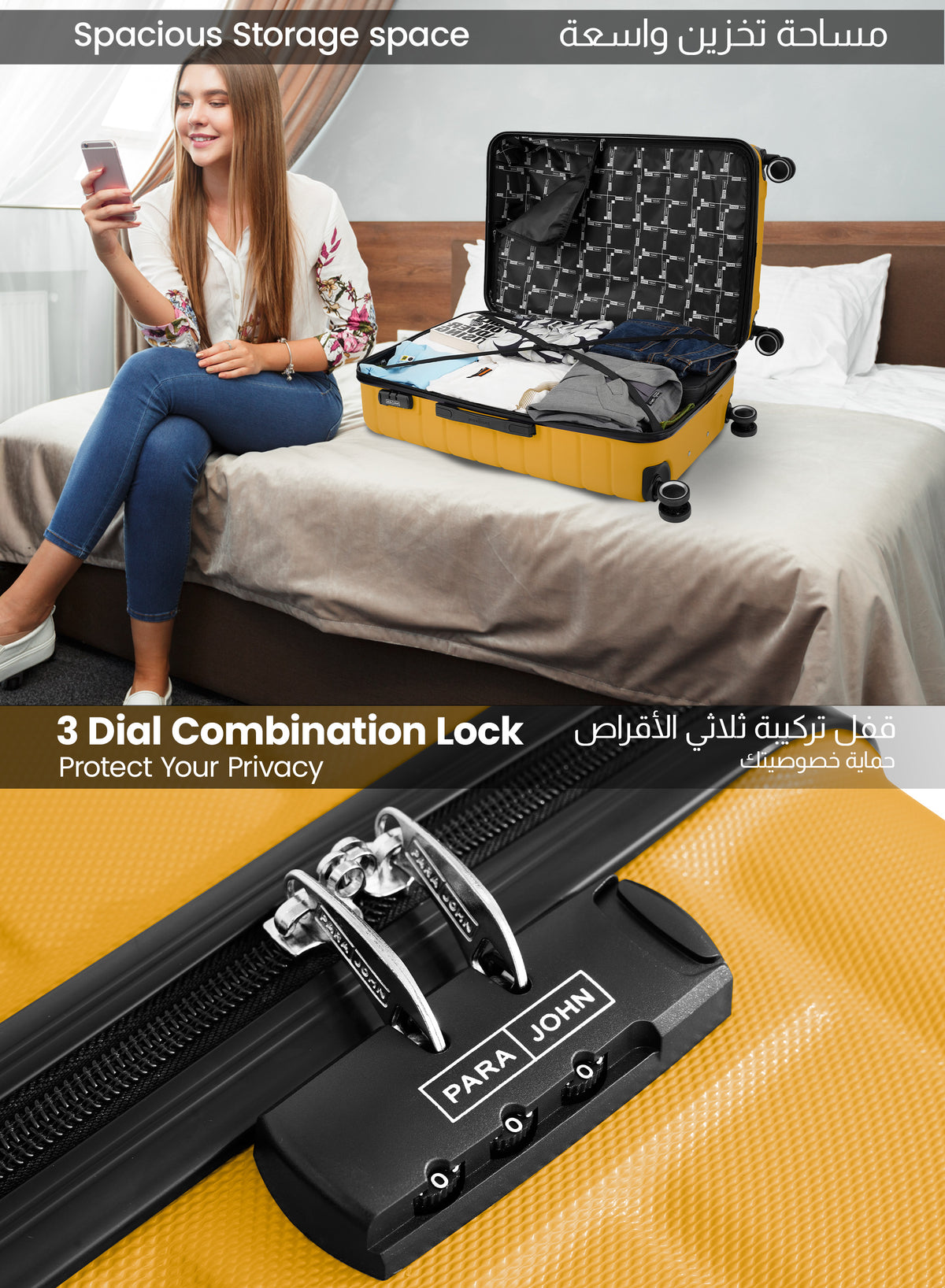Twinora 28-Inch Large ABS Hard Case Checked-In Luggage Trolley Bag – 30kg Capacity, 8 Spinner Wheels & Lock PARAJOHN SAUDI ARABIA