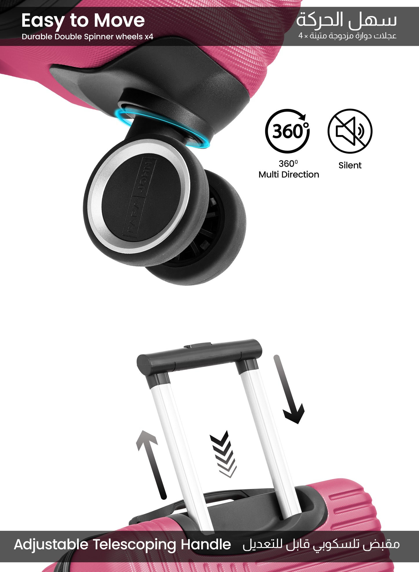 Strato Lightweight ABS Hard Side 8 Spinner Wheel Cabin Luggage / Carry-On Trolley Bag with Lock 20 Inch