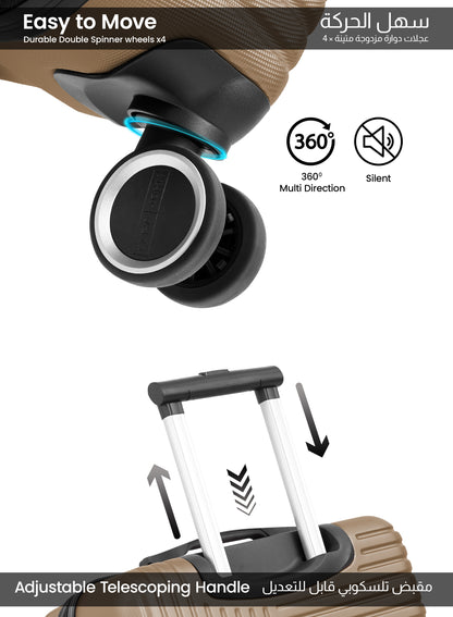 حقيبة سفر خفيفة الوزن من مادة ABS ذات جوانب صلبة و8 عجلات دوارة مع قفل مقاس 28 بوصة