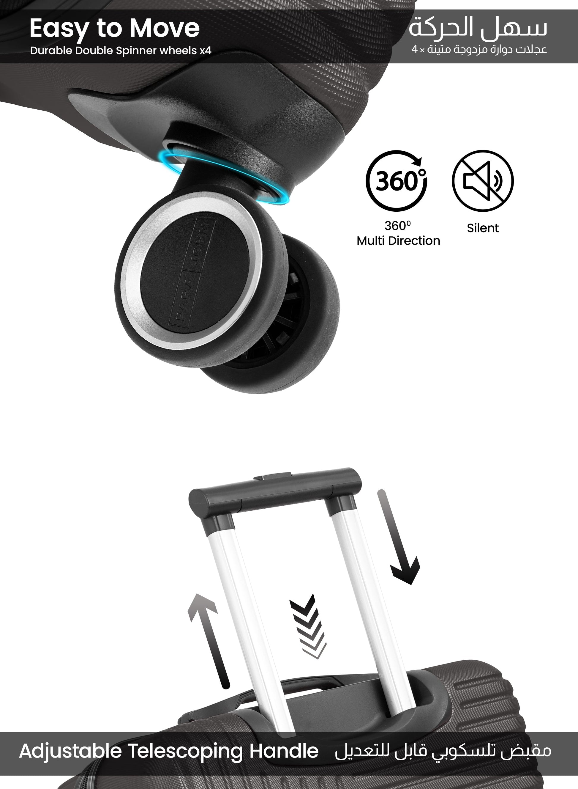 Strato Lightweight ABS Hard Side 8 Spinner Wheels Luggage checked-in Trolley Bag with Lock 24 inch PARAJOHN SAUDI ARABIA