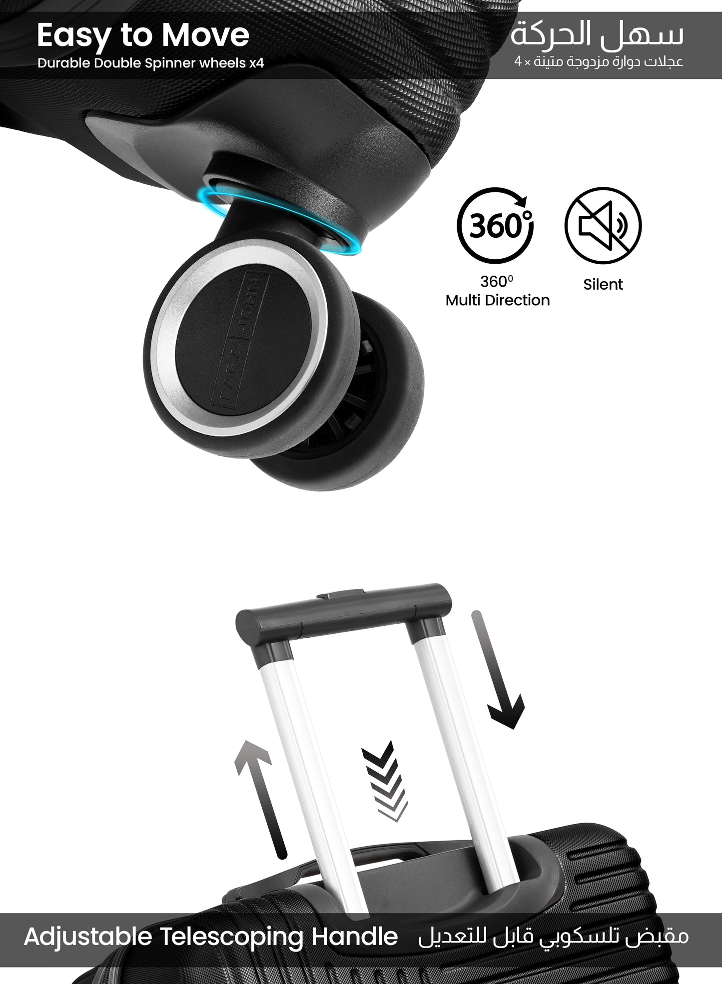 Strato Lightweight ABS Hard Side 8 Spinner Wheel Cabin Luggage / Carry-On Trolley Bag with Lock 20 Inch