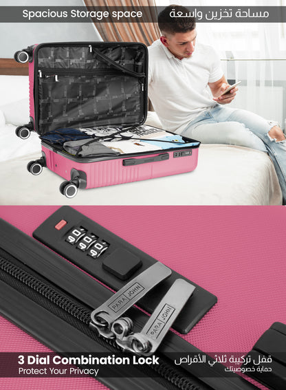 Strato Lightweight ABS Hard Side 8 Spinner Wheel Cabin Luggage / Carry-On Trolley Bag with Lock 20 Inch