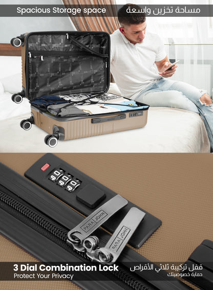 حقيبة سفر خفيفة الوزن من مادة ABS ذات جوانب صلبة و8 عجلات دوارة مع قفل مقاس 28 بوصة