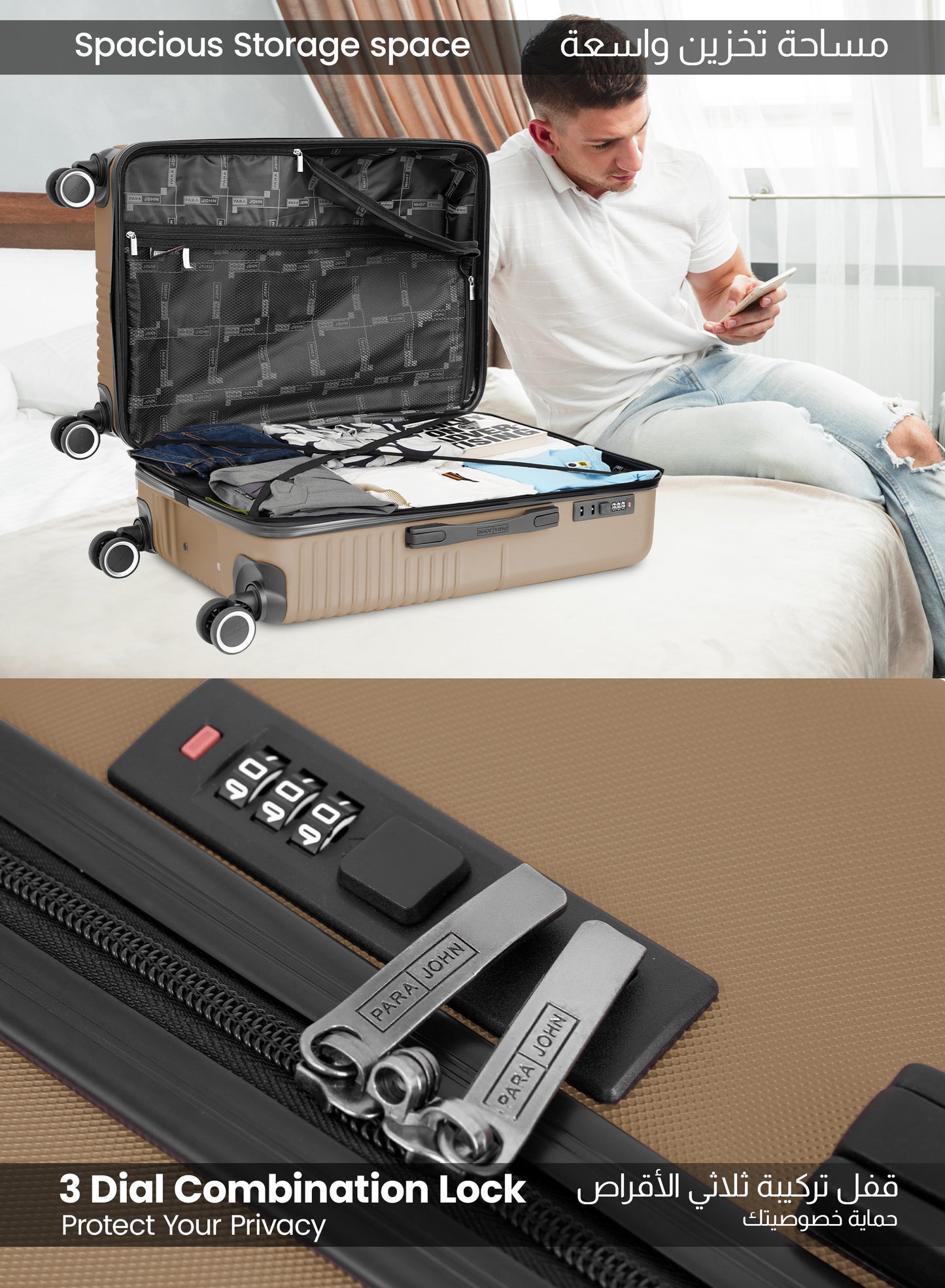 Strato Lightweight ABS Hard Side 8 Spinner Wheel Cabin Luggage / Carry-On Trolley Bag with Lock 20 Inch